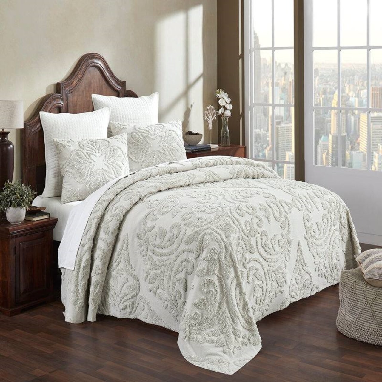 3 Piece Bedroom Bedding Cotton Chenille Coverlet Set Perfect for All-Season Bedroom Use